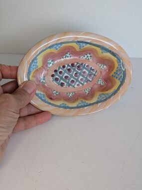 Vintage MacKenzie Childs Oval Soap Trinket Dish 1993 Keukenhof 6"